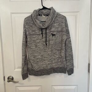 Victorias Secret PINK Heathered Grey Funnel Neck Pullover Size Small